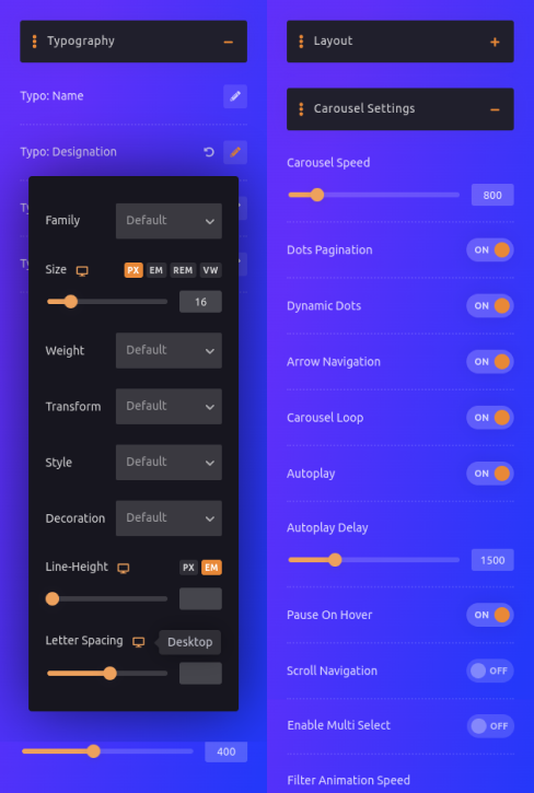 Easy & advanced control panel