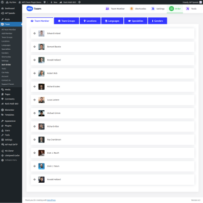 Team Members Custom Order - WordPress Team Plugin